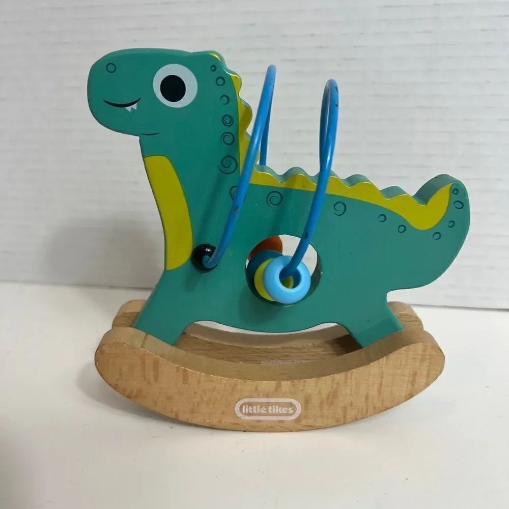 LITTLE TIKES Wooden Critters Dino Busy Beads Baby Toy 12m+ Rocking Dinosaur